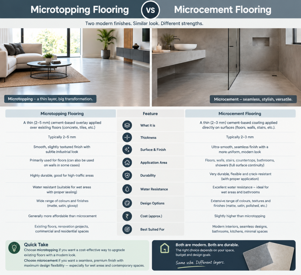 Microtopping vs Microcement Flooring Comparison — Acme Surface Delhi